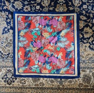 Square satin floral scarf